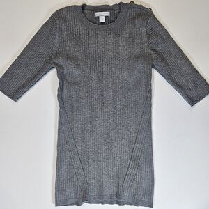 New York & Company Sweater Size Small Grey Ribbed 1/2‎ Sleeve Ribbed Lightweight